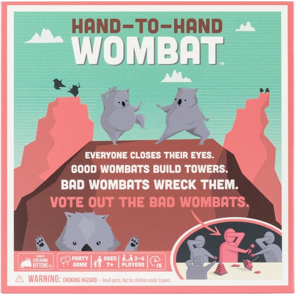 Hånd til hånd Wombat | Exploding Kittens | Familievenligt Partyspil | Engelsk | Alder 14+ | 2 til 6 spillere | 3-6 spillere | Spilletid 15 minutter