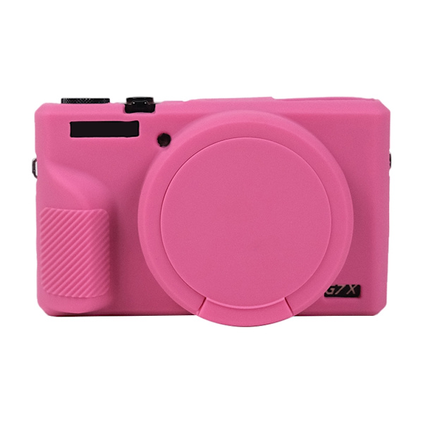 Blødt silikoneetui med objektivdæksel til Canon PowerShot G7 X Mark III / G7X3{ad} Rosröd