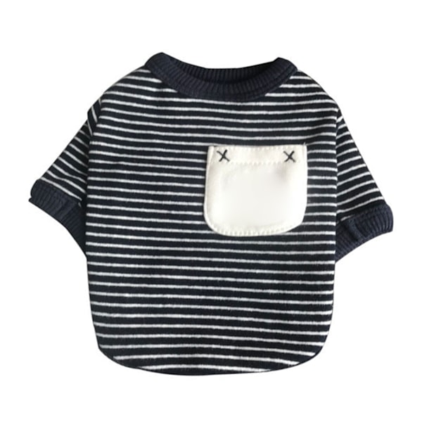 Hundred Striped Shirt Soft Cotton Comfortable Breathable Cute Stylish Puppy Shirt Clothes for Spring Summer Autumn Blue and White Striped M