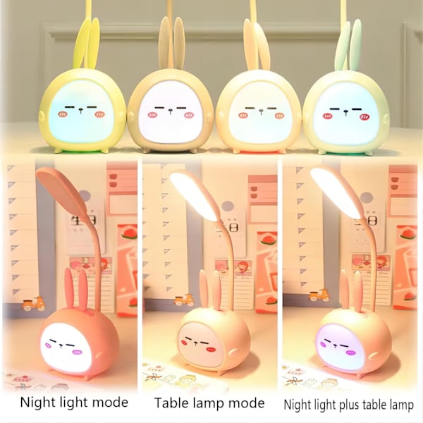 Sød Natlampe, Bærbar Mini Kanin LED Bordlampe, Sød Kanin Foldbar USB