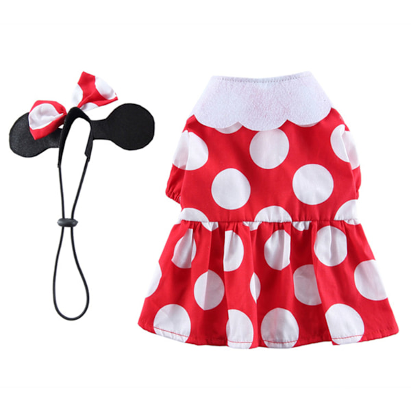 Dog Dress Cute Comfortable Stylish Puppy Skirt Pet Clothes for 4 Seasons Christmas Festival Red and White Dot M