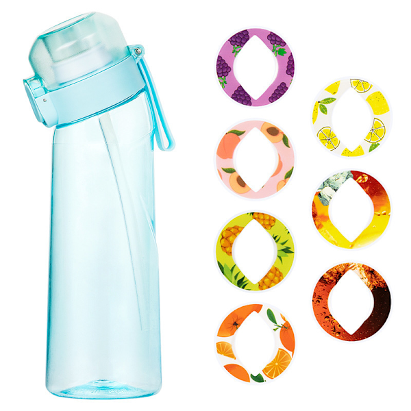 Makuvesipullo 7 Makukapselilla Air Water Up Pullo Himmeä Musta 650ml Air Starter Up Set Vesikuppi Retkeilyyn Spo Transparent blue