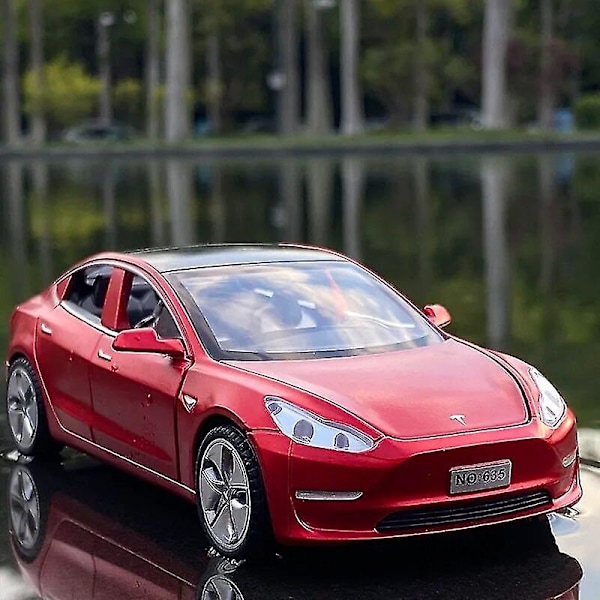 1:32 Tesla Model X Model 3 Model S Model Y Legeringsbilmodell Diecast Leksaksbil Ljud och Ljus Barnleksaker för Barn Presenter Pojkleksak