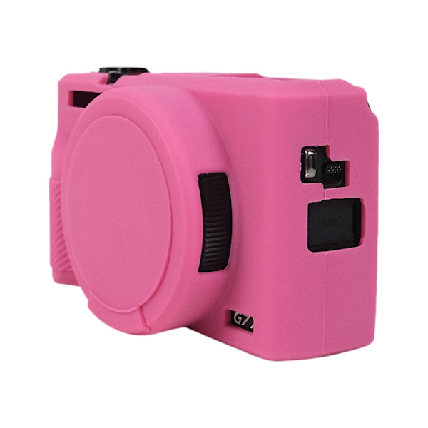 Blødt silikoneetui med objektivdæksel til Canon PowerShot G7 X Mark III / G7X3{ad} Rosröd
