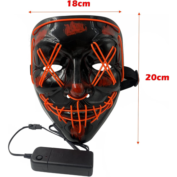 JIAMIAN 2st Skrämmande LED Halloween Mask, LED Ansiktsmask Kostym 3 ljuslägen, Light Up Mask