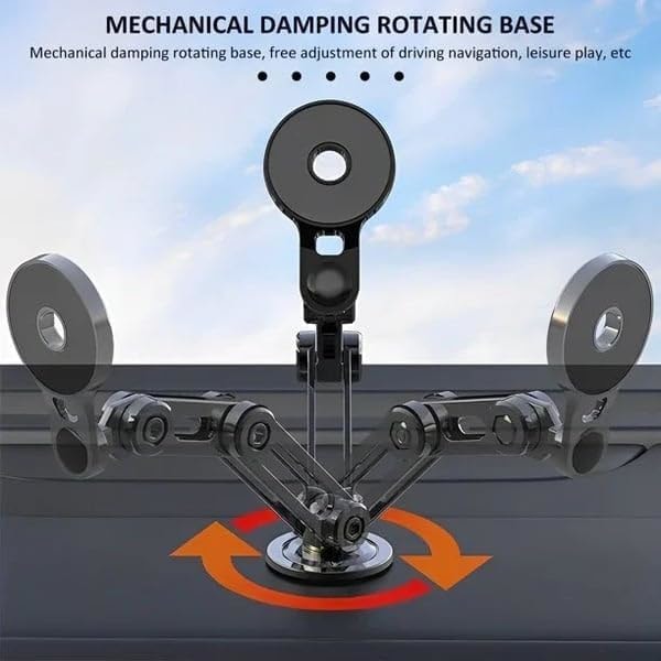 Foldbar Magnetisk Biltelefonholder, 360 Graders Rotation (Sølv)