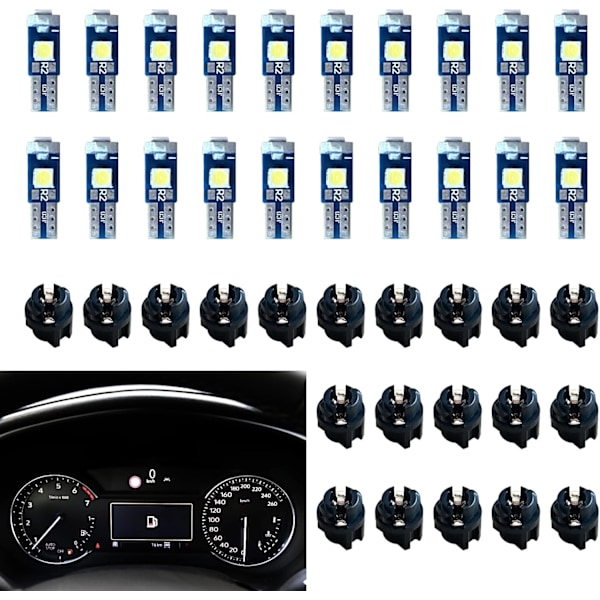 Super Lys LED Instrumentpanelbelysning, T5 37 74 LED Pære med Twist Lock Sokkel PC74 PC37 Instrumentpanel Målerklynge (Hvid) Mærke: NTNEV