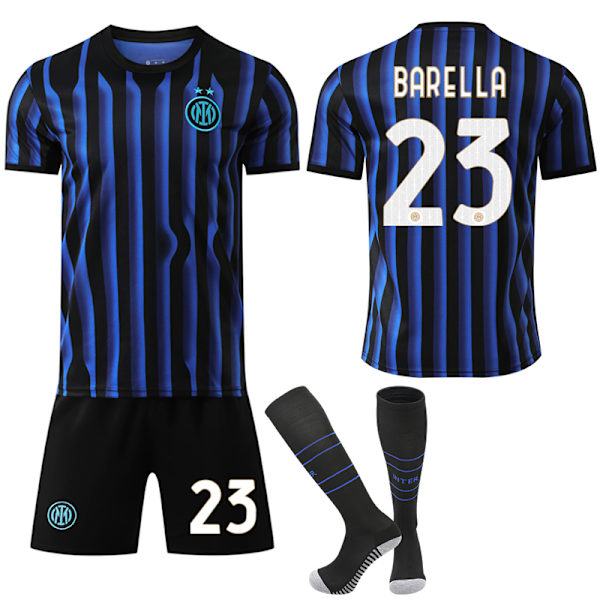 2025-2026 Inter Milan Hjemmebanetrøje Sæt til Børn Voksen med Strømper No.23 BARELLA No.23 BARELLA{ad} No.23 BARELLA 24