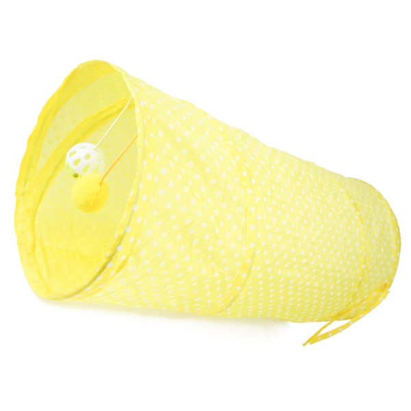 Cat Tunnel Toy Collapsible Interactive Safe Dot Pattern Hiding Place Kitten Moving Toy for Puppy Yellow