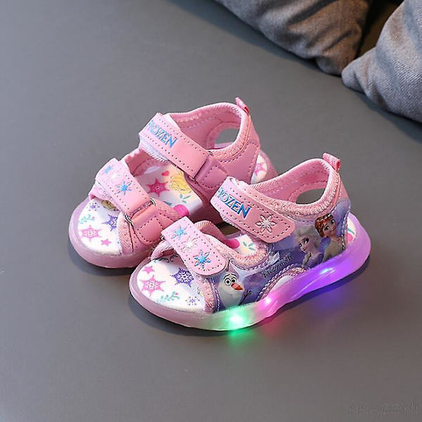 Barnsandaler Flicka Prinsessandal Frozen Elsa Sommar Andningsbara Självlysande Barn Flickor Sport Sandaler Skor bildfärg2(ad) picture color2 22