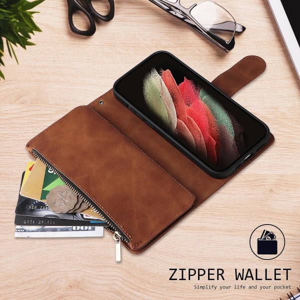 Kompatibel med Samsung Galaxy A41 Etui Magnetisk Læder Lynlås Etui Cover til Samsung Galaxy A41 Gul