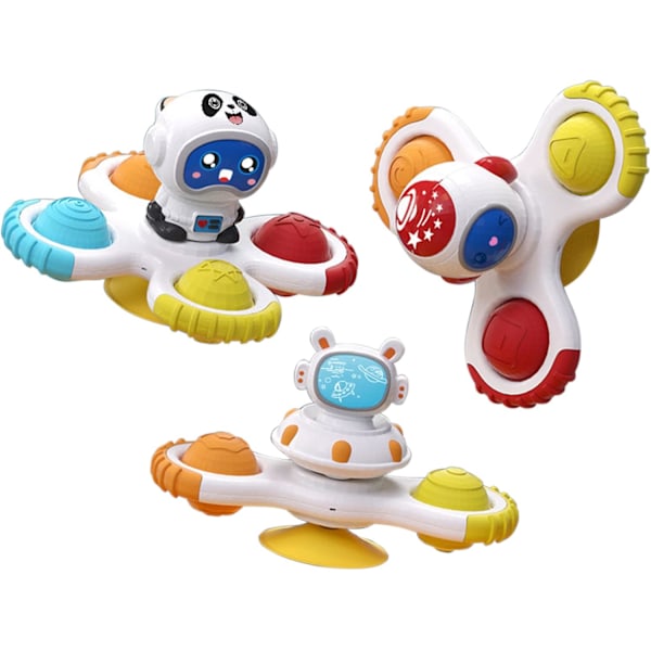 Baby Snurrleksak med Sugkoppar, 3-pack, Snurrande Leksak för Spädbarn 12 Månader+