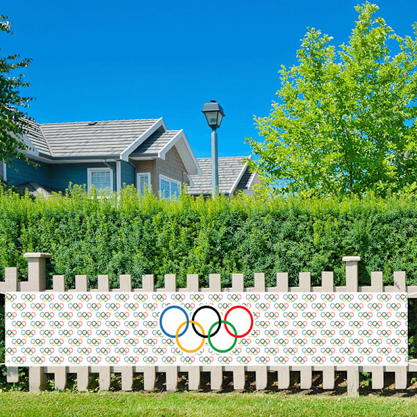 118 x 20 tommer olympiske ringe internationale tema gårdhave banner sports skilt klub fest grand åbning polyester dekorationer forsyninger indendørs udendørs