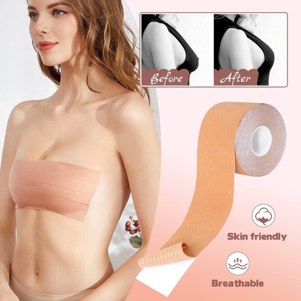 Självhäftande BH Push Up Big Breast Boob Tape Rygglös Axelbandslös Osynlig Silikon Nipple Pads Body Tape 5cm*5m color 5cm*5m