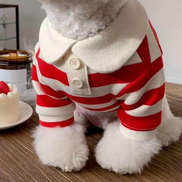 Hundred Stripe Shirt Fashionable Cute Breathable Comfortable Finely Designed Pet Clothes for Small Dogs Cats Red XL