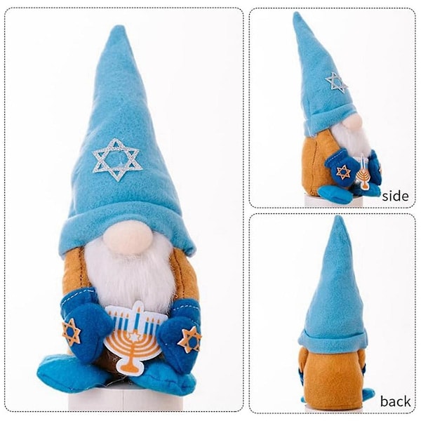 2 Pak Hanukkah Gnomes Plys Dekorationer, søde Håndlavede Chanukah Gnome Dukke Figur Ornamenter Dekor