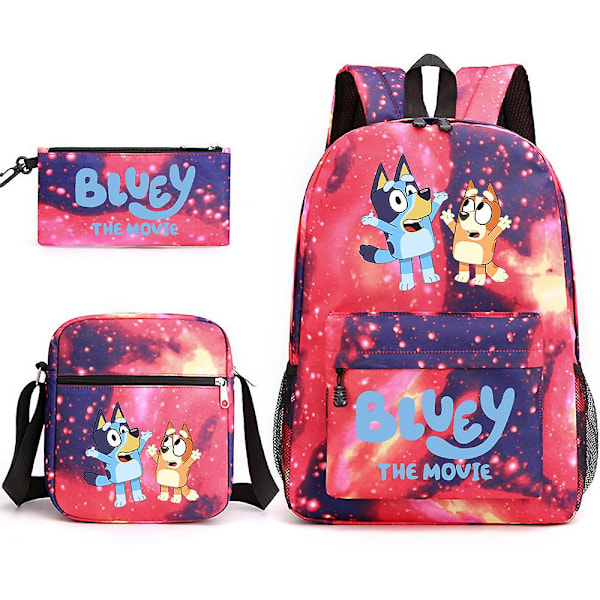 Bluey 3 osainen setti Pojat Tytöt Reppu Koululaukut