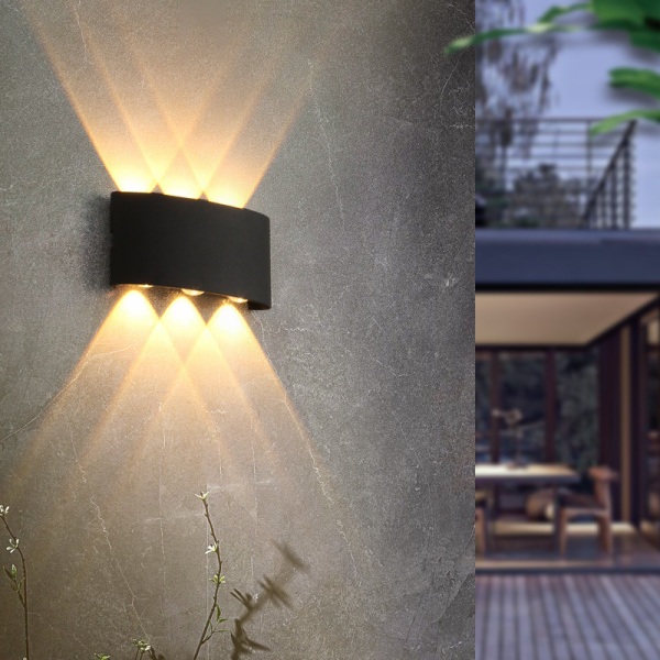 LED vägglampa vattentät aluminium (svart 2-huvud varmt ljus (4W)