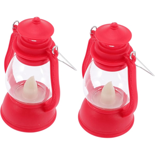 1 Set Retrolykta Utomhus Campinglampa Liten Campinglykta Röd 2-pack