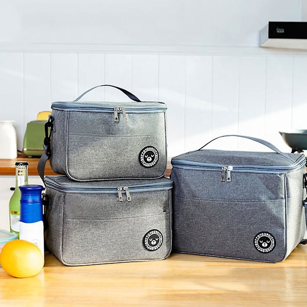 Lunch Bag Food Cooler Bags Multifunktionell behållare Tote Case för kontor arbete skola strand resa Grey M