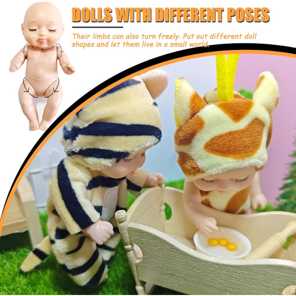 Sött Litet Dockset, Miniatyr Återfödd Babydocka i Plast, Överraskningspresent för Barn (Badrocksserie) Bathrobe Series