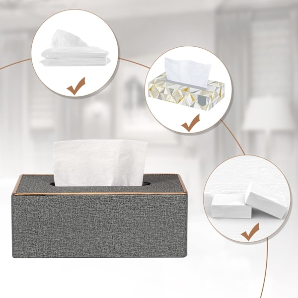 Vævæskeskrin Cover, PU Læder Vævæskeskrin Holder Rektangulær Kleenex Æske Covers