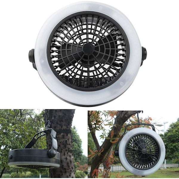 LED-telttatuuletinvalo, kannettava 12 LED USB-ladattava telttalyhtyvalaisin ulkoiluun, retkeilyyn ja vaellukseen