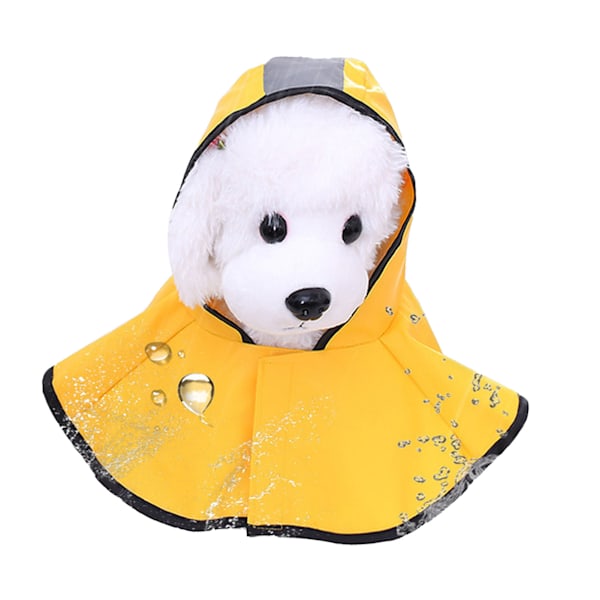 Hunderegnfrakke med refleksstrimmel - Vandafvisende poncho med hætte til store hunde - Gul - XS