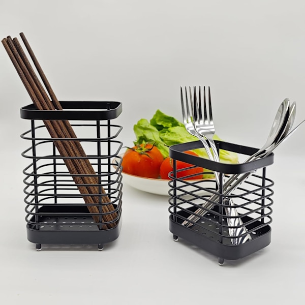 Rustfri Stål Bestik Dræn Sink Caddy, Rustfri Sink Tidy Køkken Sink Organizer