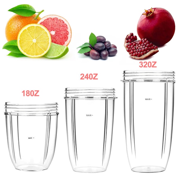 Ju479 3 st genomskinliga plastbyteskoppar 18/24/32 oz för NUTRI 600/900W Juicer