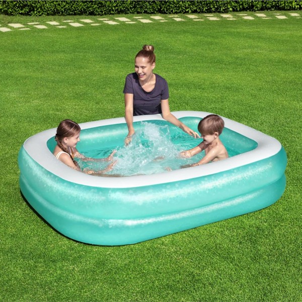 Rektangulær Oppustelig Familiepool, Grøn, 201 x 150 x 51 cm
