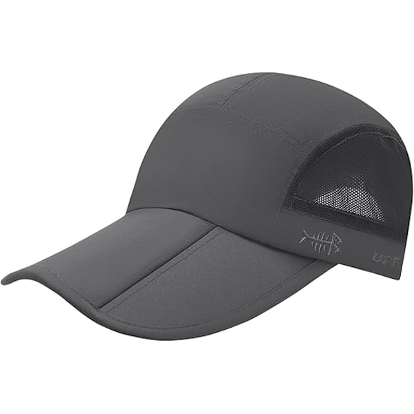 Foldbar fiske-baseballkasket UPF 50+ vandafvisende udendørs bærbar skyggehatte til kvinder mænd vandring justerbar Dark Grey