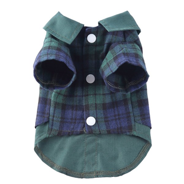 Puppy Shirt Polyester Soft Breathable American Style Fashionable Pet Shirt For Autumn And Winter LF02 Green Grid L