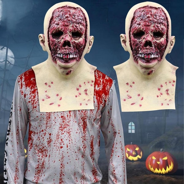 RONGbbppQ Halloween-skale kan riva upp dubbelskiktsmask, läskig halloween-huvudskallemask B