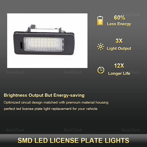 2x Canbus LED Nummerpladelys Pære til Audi A1 A4 B8 4D 5D A5 S5 2D 5D A6 S6 til VW Golf Passat LED Nummerpladelampe HVID