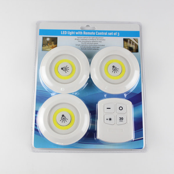 3-Pack LED Spotlights med Fjärrkontroll-Varmt ljus