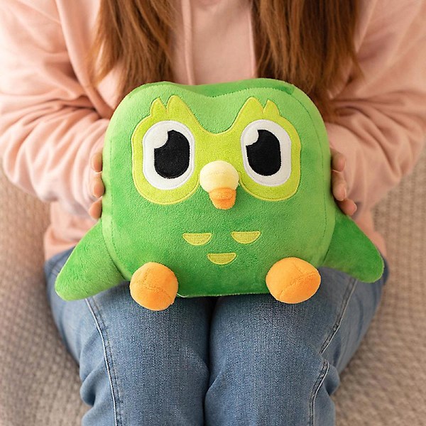 Vihreä Duolingo-pöllön pehmolelu Duo Plushie Duo The Owl -sarjakuva-animepöllön nukke