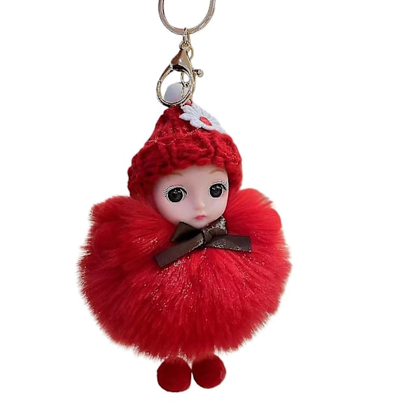 Key Chain Soft Adorable Decorative Silicone Cartoon Pompom Plush Doll Car Key Pendant For Daily Use