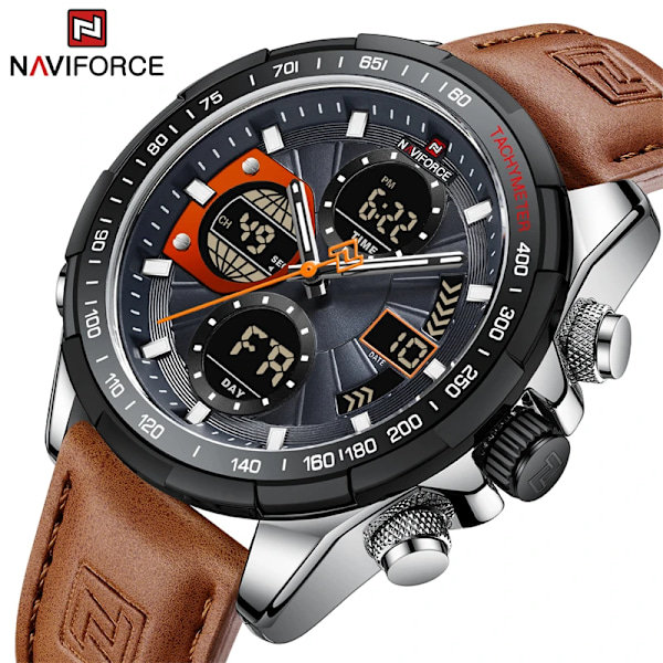 NAVIFORCE Militärklockor för Män Lyx Sport Chronograf Alarm Armbandsur Vattentät Quartz Stor Klocka Digital Herrklocka BWB