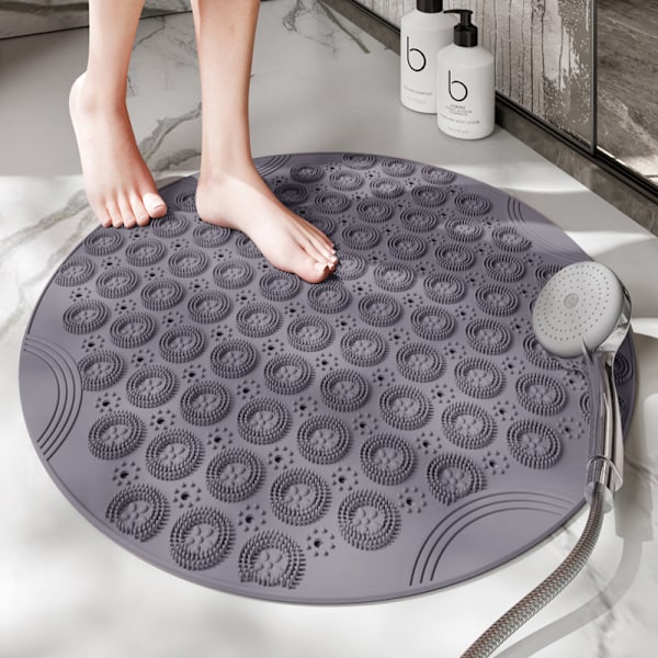 Massagepad i silikon, halkskydd för badrum, skrubbning av rygg i badet, magisk skrubbningsverktyg för badet, skrubbning av fötter, fotgnuggning för att ta bort död hud grey