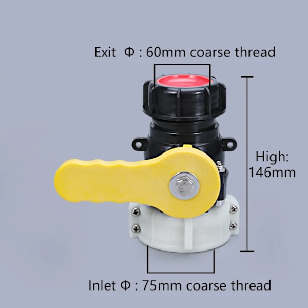 Høj kvalitet plast IBC tankventil adapter syre- og alkalibestandig kugleventil spand DN50 ton Chr50 1000L