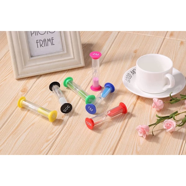 Timeglas - 30 sek., 1 min., 2 min., 3 min., 5 min., 10 min. - timeglas timer - 6 stk.