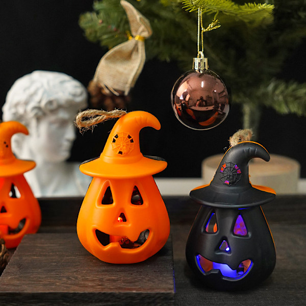 pc Halloween LED-tuikkuva valo Riippuva luuranko ja kurpitsalyhdyt - Halloween-valo Paristokäyttöinen