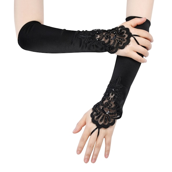 20-tals Kläder Accessoarer Set Damhandskar Armärmar - Perfet black