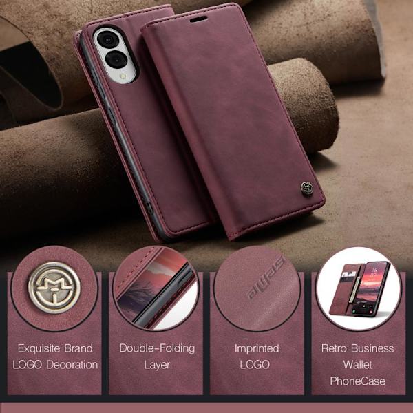 Samsung Galaxy S25 Edge 5G Etui CaseMe 013 Multifunktionelt Horisontalt Flip Læder {ad} Röd