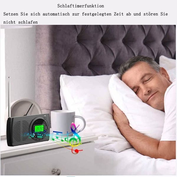 Liten radio batteridriven FM/AM/SW, mini portabel radio fickradio med