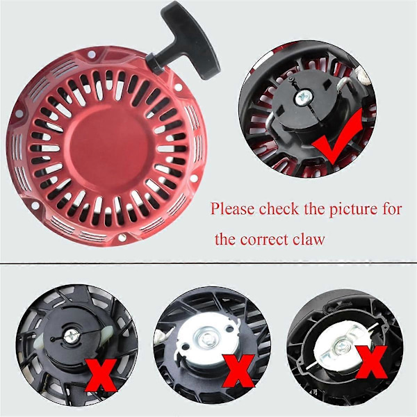 Startsnöre Komplett för GX200 GX160 5.5 6.5HP Motor med Böjd Stångkrok 28400-Z4M-306ZB 27400-Z1 Red Black