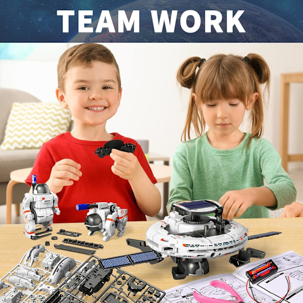 STEM-projektit lapsille 8-12-vuotiaille, 6-in-1 STEM Solar Robot Kit Avaruuslelut Syntymäpäivä