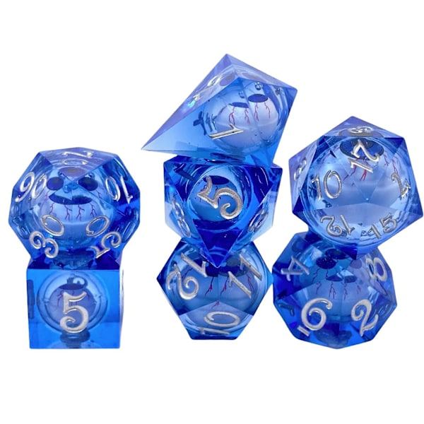 7x Polyhedral Dices Set Dice Games Set For Family Gathering Cafe Party Favors Blue