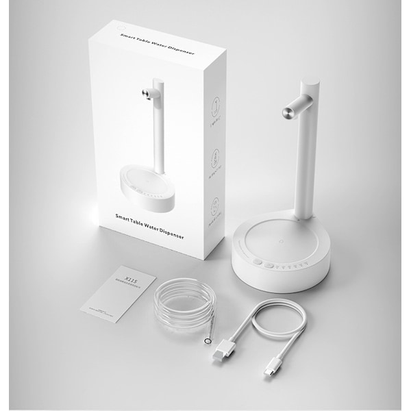 Skrivebordsvanddispenser, 7-trins intelligent skrivebordsvanddispenser, USB-kedelpumpe/bærbar automatisk vanddispenser hvid